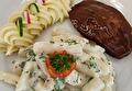 Aardappelpuree, Schorseneren met Saus, Sucadelapje en Braadjus