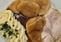 Aardappelpuree, Stoofappeltjes, Kiprollade en Braadjus