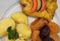 Gekookte Aardappelen, Tutti Frutti, Kipdijvlees en Braadjus
