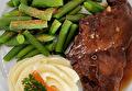 Aardappelpuree, Sperziebonen, Runderlap en Braadjus