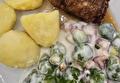 Gekookte Aardappelen, Spruitjes crème spekjes, Slavink en Braadjus