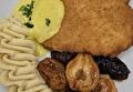 Aardappelpuree, Tutti Frutti, Varkensschnitzel met Kerriesaus