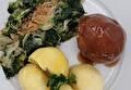 Gekookte Aardappelen, Andijvie, Gehaktbal met Braadjus