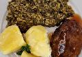 Gekookte Aardappelen, Postelein, Beefburger en Braadjus